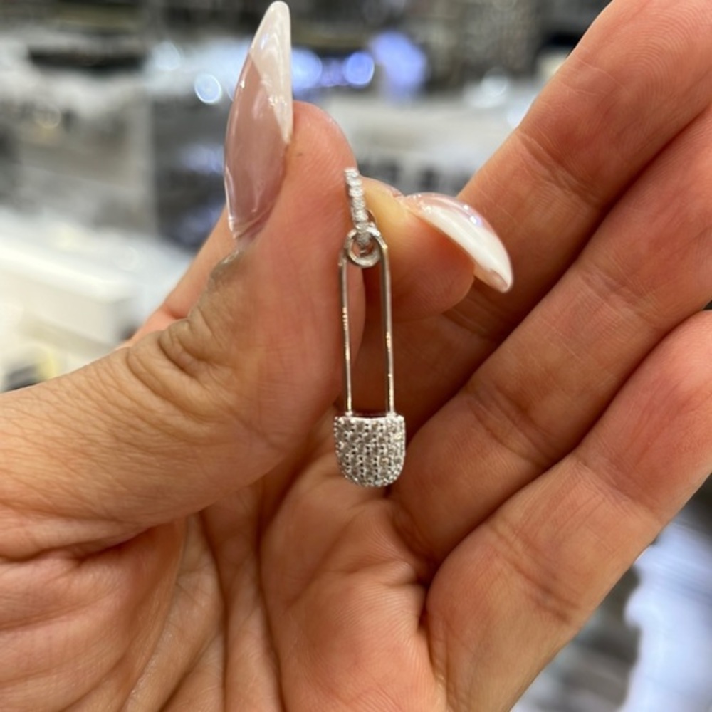 Sterling Silver safety pin Earrings dangling Pushback